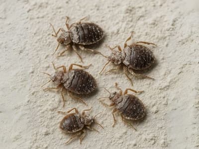 cimici dei letti morti a causa della farina fossile